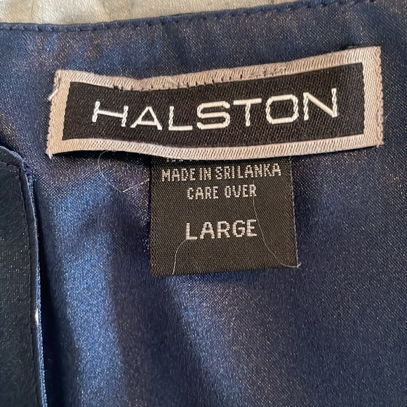 Halston navy blue flowered sleeveless top size large - Picture 5 of 7